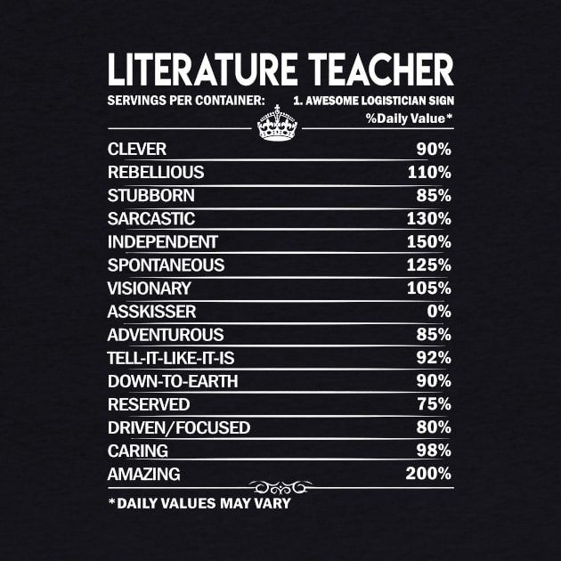 Literature Teacher T Shirt - Literature Teacher Factors Daily Gift Item Tee by Jolly358